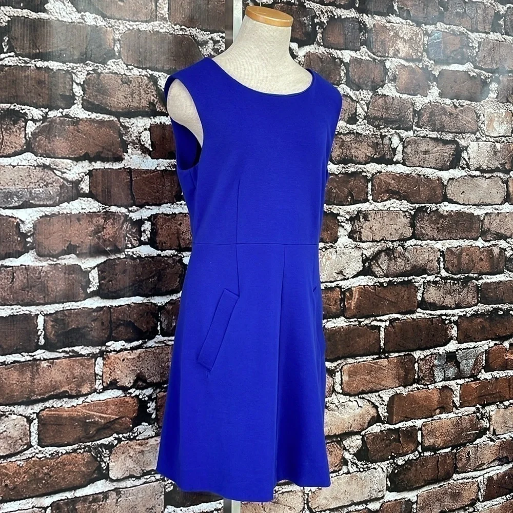 Diane Von Furstenberg Dress Women's 12 Cobalt Blue Sleeveless Sheath Knee Length